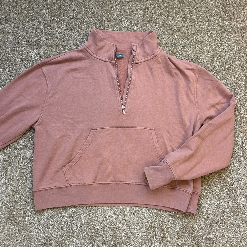 Aerie Pink Cropped Quarter Zip Sweatshirt
